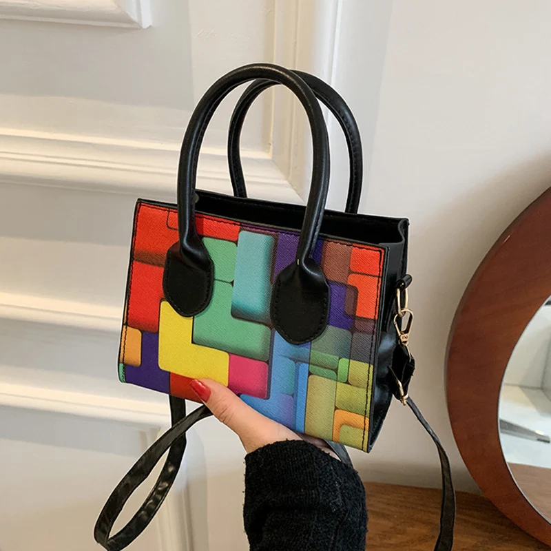 JEALOVE Fashion Small Square Shoulder Bags For Women Hit Color Rainbow