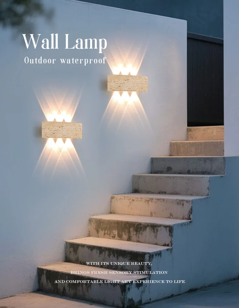 Wabi Sabi Outdoor Stone Strip Wall Lamp view 3