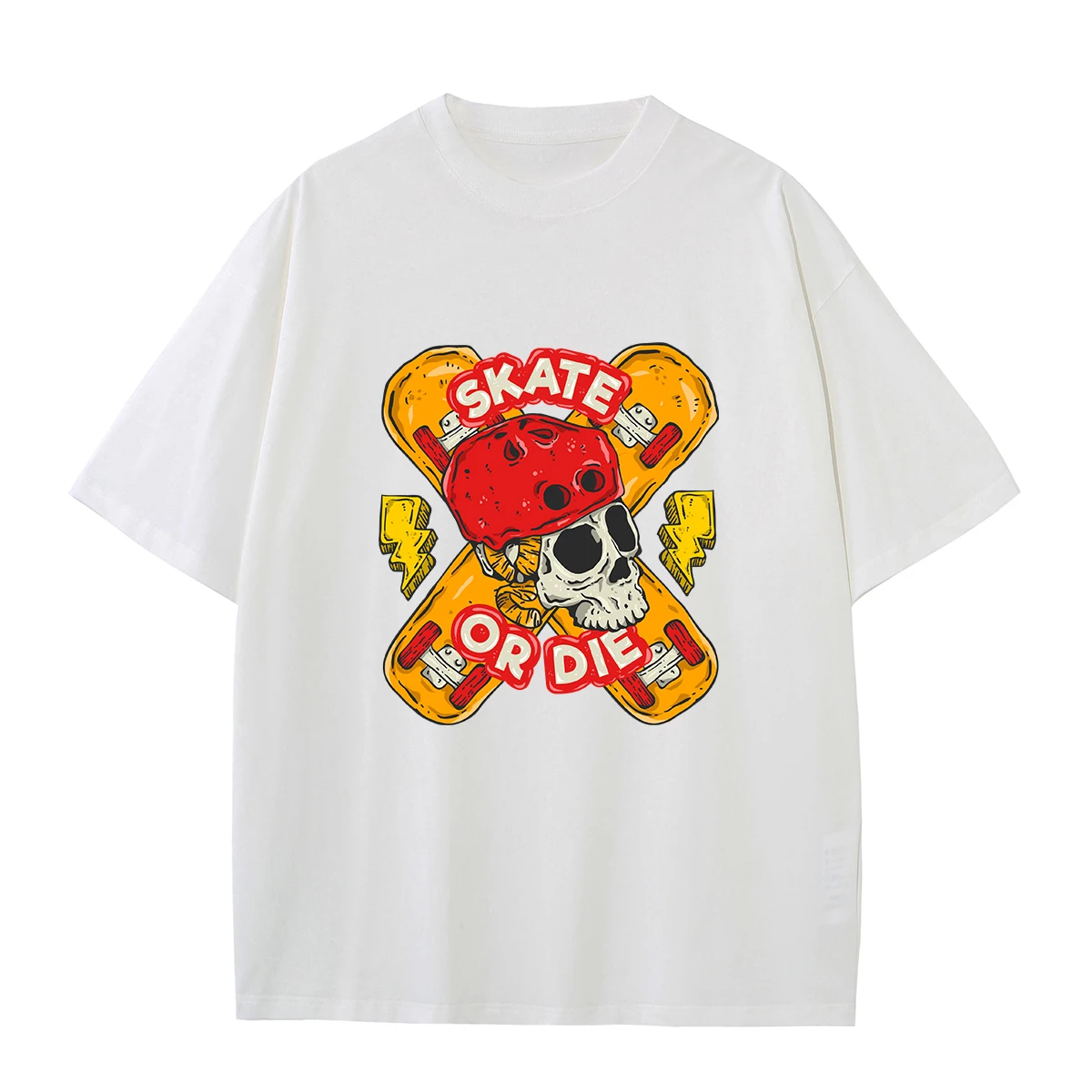 

cartoon skull skateboard Printed T Shirt for Men 100% Cotton Casual Short Sleeve Unisex Classic T-shirts Women Summer Clothing