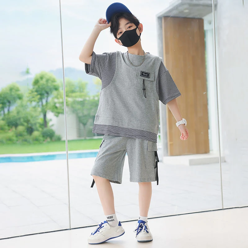 

Kids Clothes Tshirt + Short Clothes For Boys Casual Style Boys Clothes Summer Children Costume 6 8 10 12 14