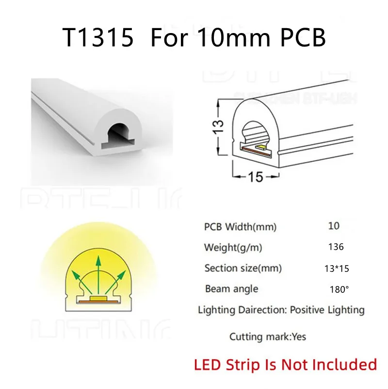 thumbnail image 1 of Tira de luces LED de neón flexible de 1 a 5 m/pieza con carcasa de perfil para empotrar, resistente al agua, IP67, para decoración de exteriores, 1 of 5