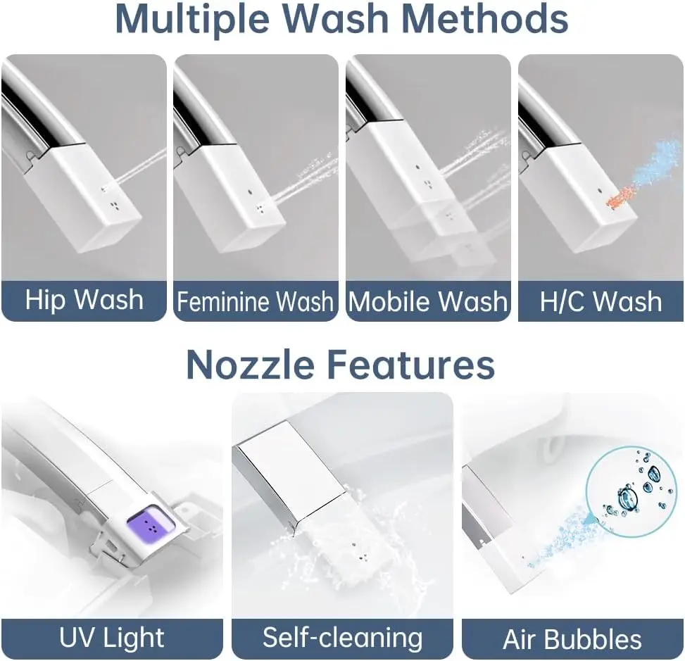 Bidet Toilet Auto Open Close Modern Minimalist Toilet Heated Seat Warm Water Auto Flush Nightlight Electric Elongated 5