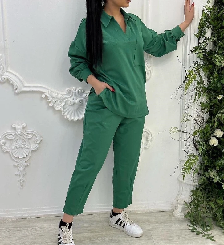 Women's New Fashion Hot Selling Autumn 2023 Sportswear Fashion Polo Collar Long Sleeve Shirt and High Waist Pocket Pants Set nike men nike sportswear ce polo matchup pique cj4457 010