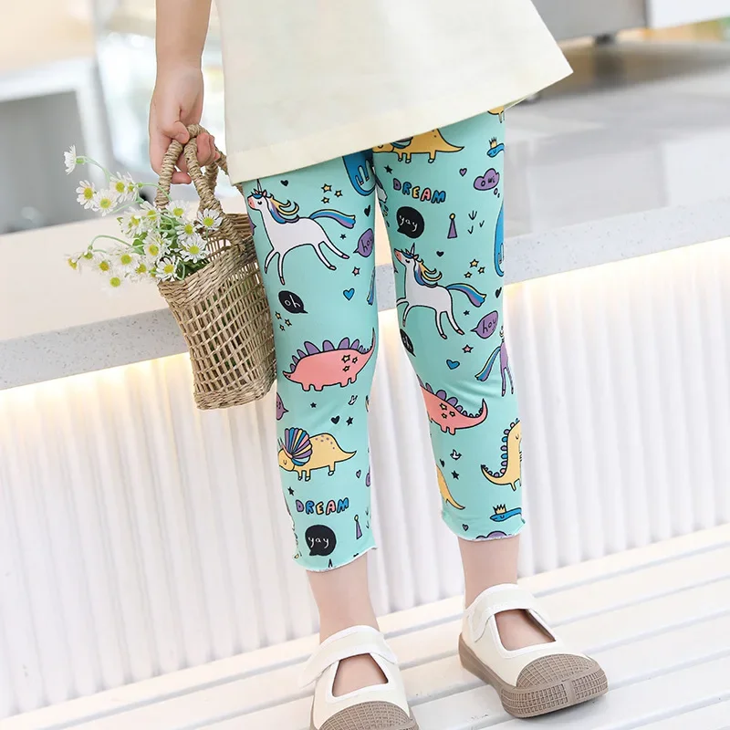2-6 Years Girls' Cropped Trousers Summer Cartoon Baby Girls Cool Capris Trousers Thin Baby Pants Summer Style