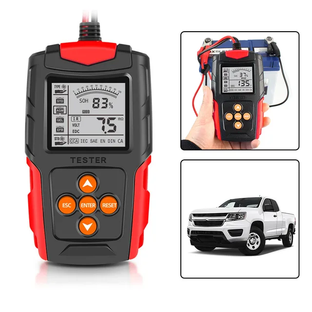 SOH SOC CCA IR Measurement for Car Truck Car Motorcycle Battery Tester 12V 24V Battery Analyzer Test Tool Digital