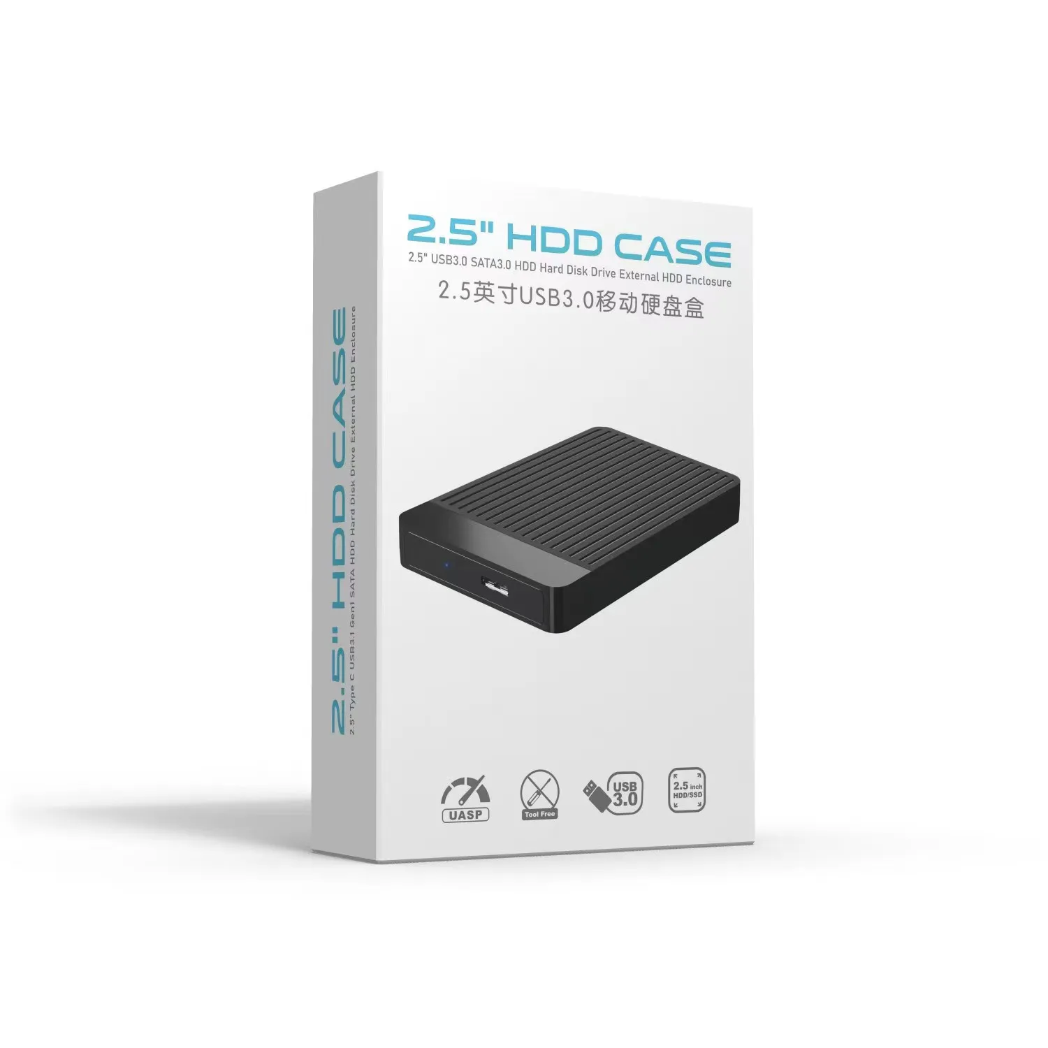 휴대용 2.5 SATA에서 USB 3.0 어댑터, 하드 드라이브 외장 스토리지 HDD 케이스, SSD 디스크 HDD 박스용, USB3.0 C 타입 케이블 포함