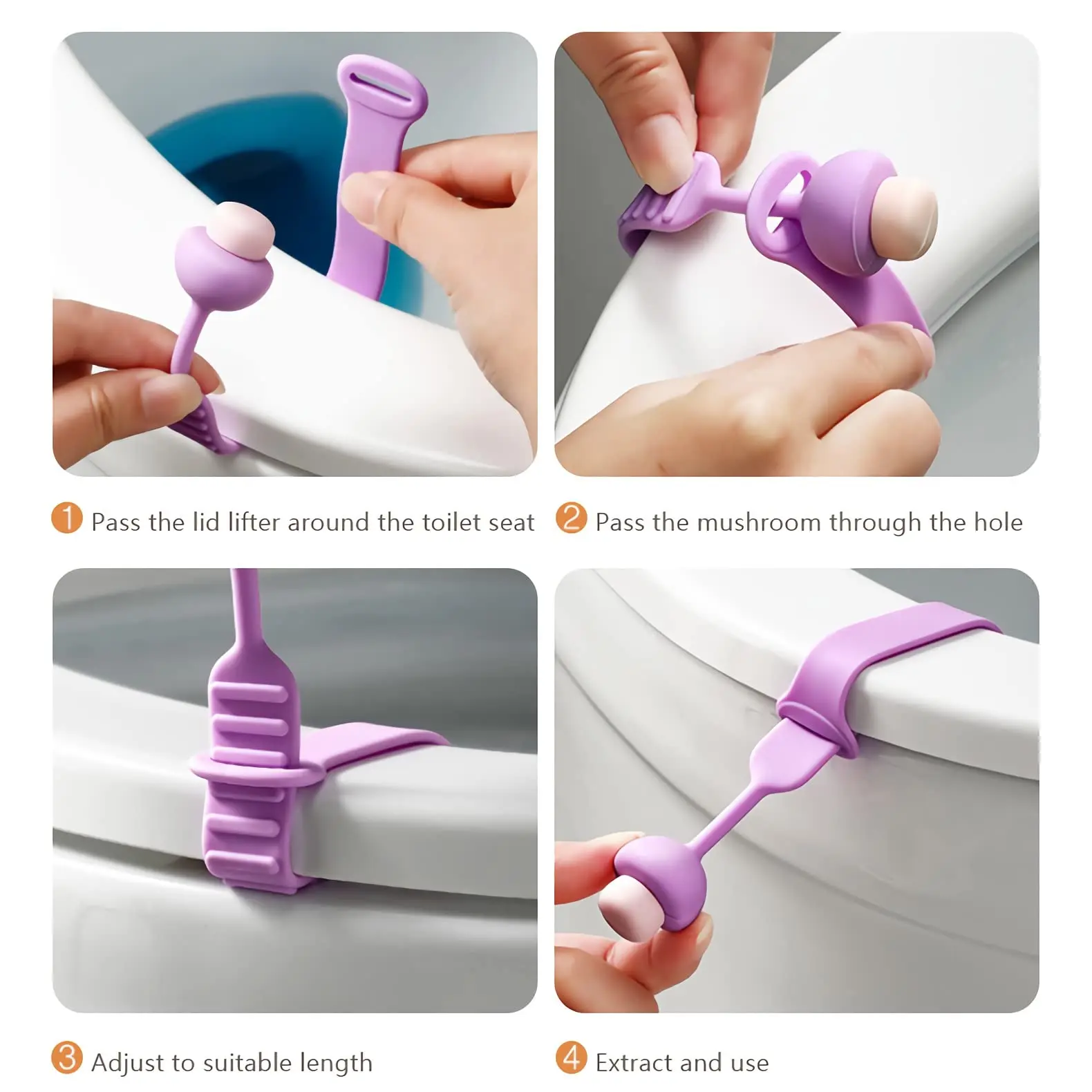 4PCS Toilet Seat Lifter Tab Avoid Touching the Toilet Lid, Silicone Toilet Lid Opener Household Creative Handle Toilet Accessory 6