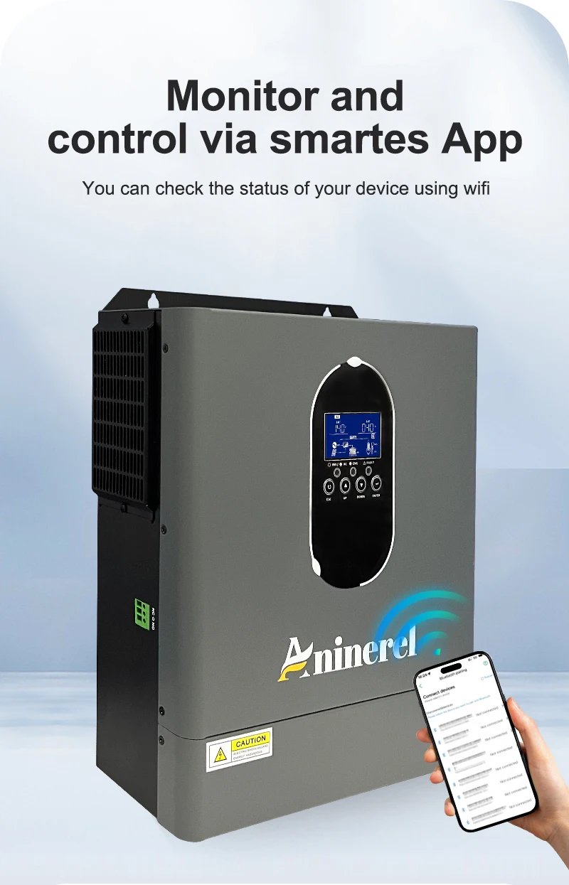 Aninerel 4.2KW 24V 신형 110-120V 하이브리드 태양광 인버터 가정용 순수 정현파 인버터 내장형 120A MPPT 충전 컨트롤러