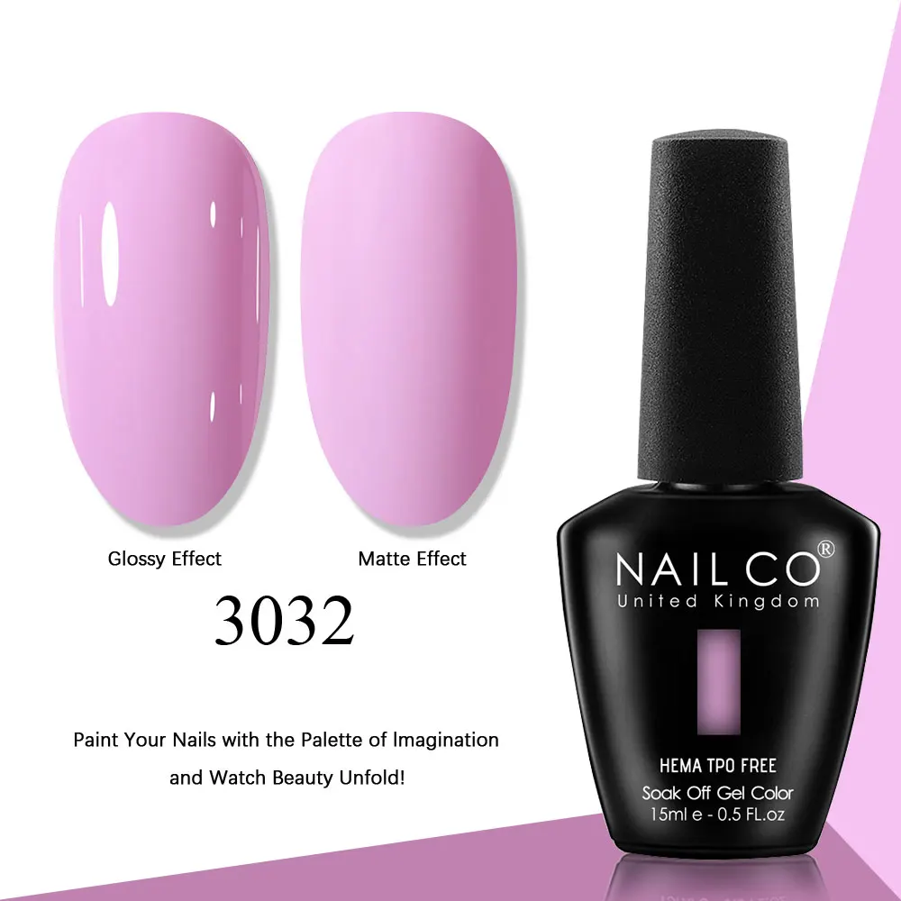 NAILCO Gel Nail Polish Pink Collection - 15ml Glitter & Nude UV LED Gel Varnish Set