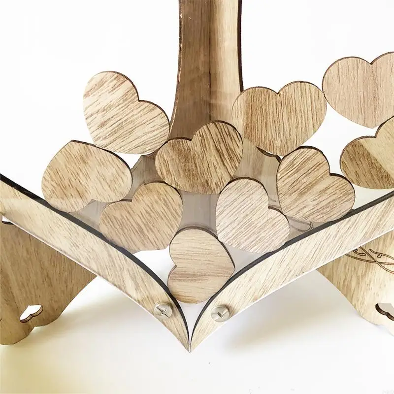 F68D Wooden Heart Frame Clear Wedding Guest Book Sign Drop Box Decor