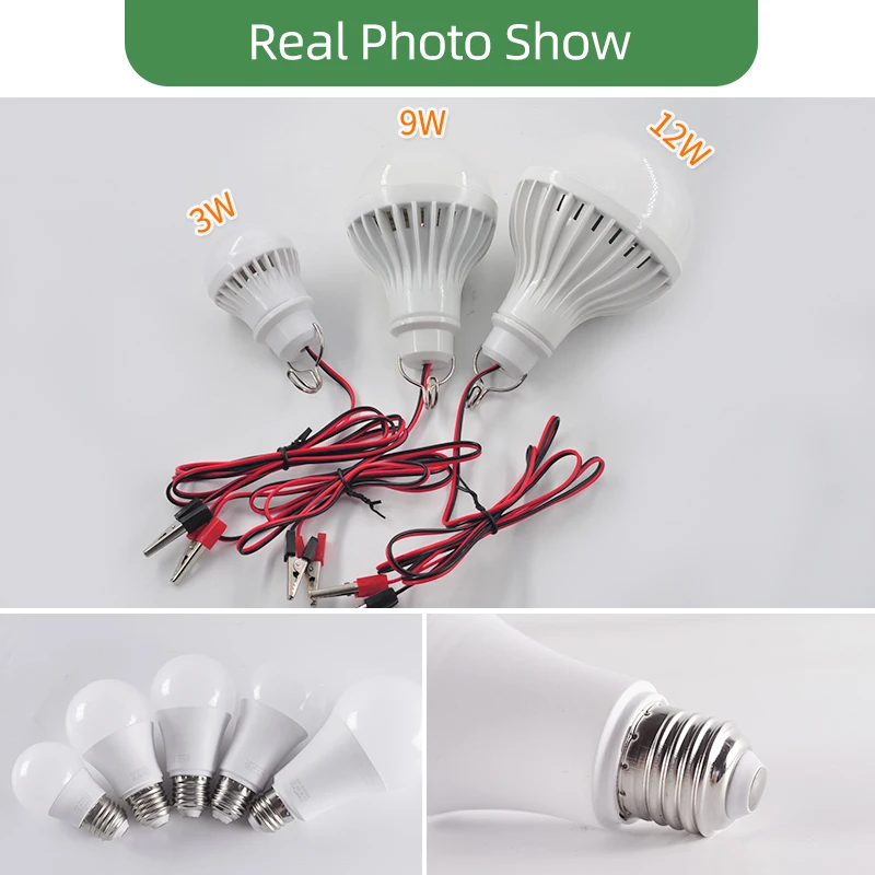 Kaguyhime Clip/E27 LED Bulb DC 12V/AC 220V Portable Ring Hang Light Lamp 3W 7W 9W 12W 15W for Outdoor Camping Fishing Emergency