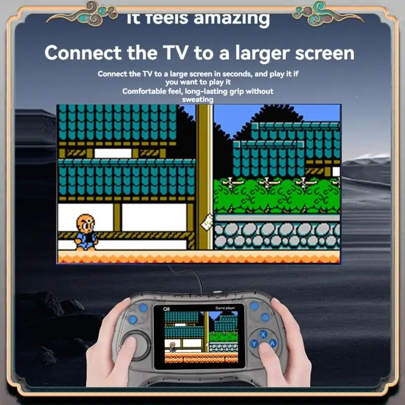A46M-Q8 Handheld Game Console 3.0 Inch Screen 800-In-1 Classic Games Retro Game Console Support TV Connection For Children
