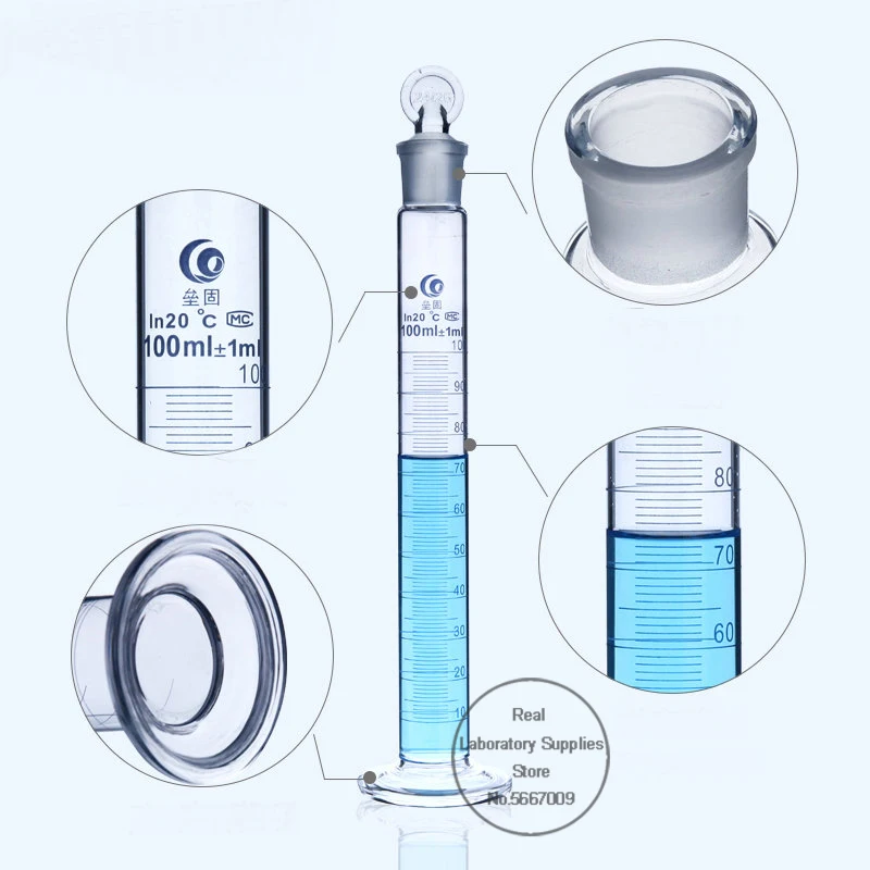 Laboratory 10ml-1000ml Scaled Glass Measuring Cylinder with Lid Clear Glass Bottles with Lid