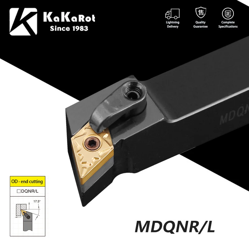 

KaKarot External Turning Tool MDQNR1616H11 MDQNR2020K11 MDQNR2525M11 Carbide Inserts DNMG MDQNR/L Lathe Tool Cutting Tools 1 Set