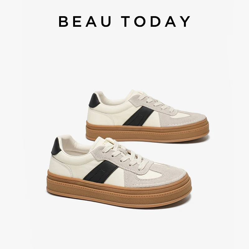 BEAUTODAY Casual Sneakers Women Cow Suede Split Leather Microfiber Patchwork Shoes Lace-up Female Traniers Handmade  29768 3
