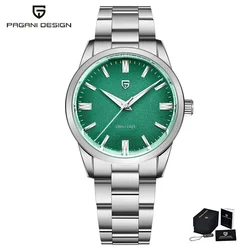 PAGANI DESIGN 2024 Stainless Steel Men's Quartz Watch with Sapphire AR Coating (Green)