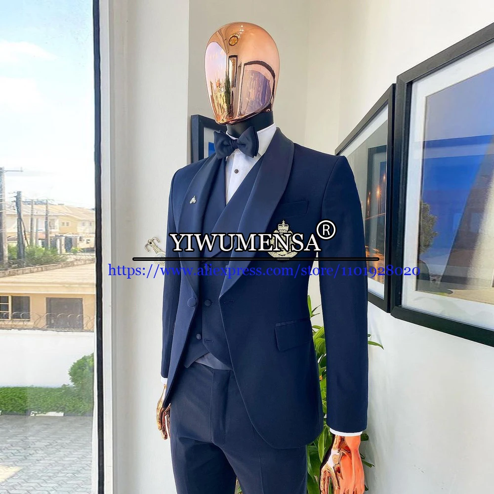 

Мужские костюмы нового дизайна 2022 года, деловые, свадебные, сделанные на заказ, 3 предмета (пиджак + Запад + брюки), классическая одежда для деловечерние