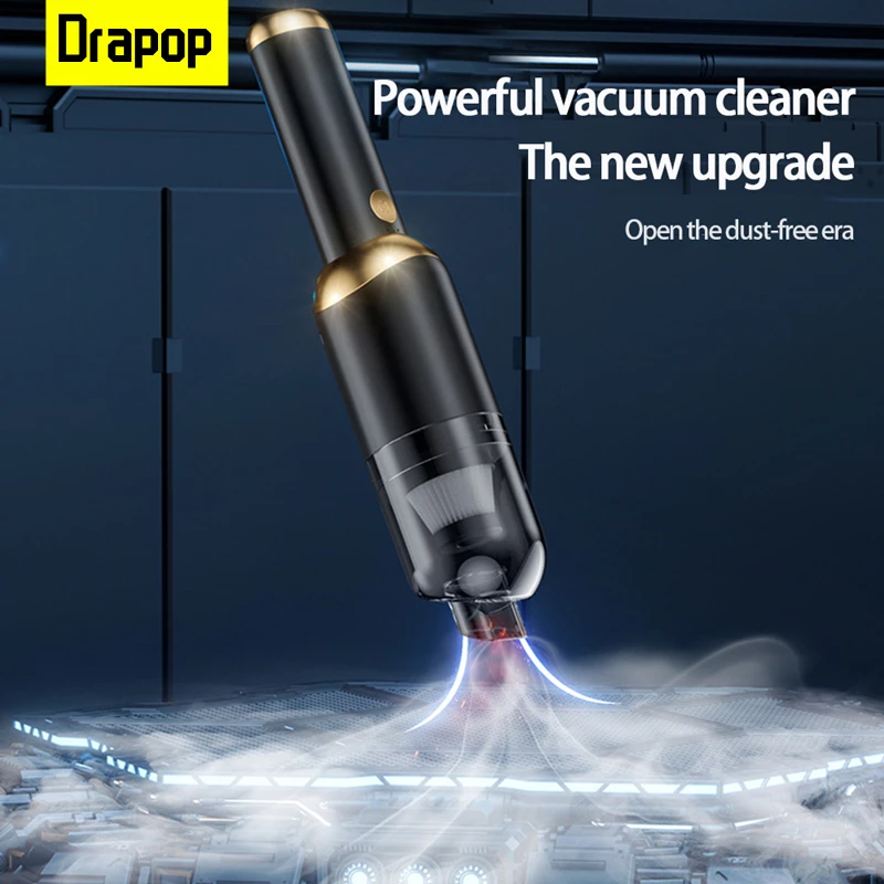 Drapop Car Vacuum Cleaner 6000mah Power Bank Wireless Handheld 13000pa