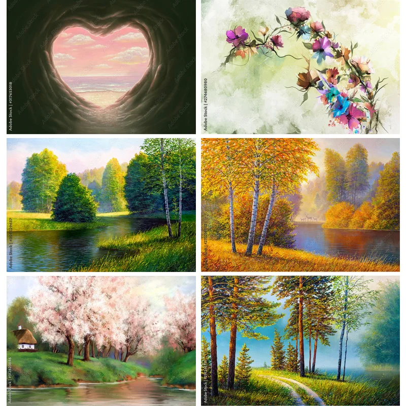 

SHUOZHIKE Vintage Oil Painting Scenery Photography Backdrops Portrait Photo Background For Photo Studio Props 2242 YH-08
