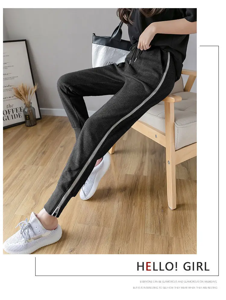 Frauen Zipper Harem Hosen Lose Streetwear Jogginghose Casual Leggings Mode Koreanische Weibliche Cargo Hosen Womnn Hip Hop Hosen – Detail 10