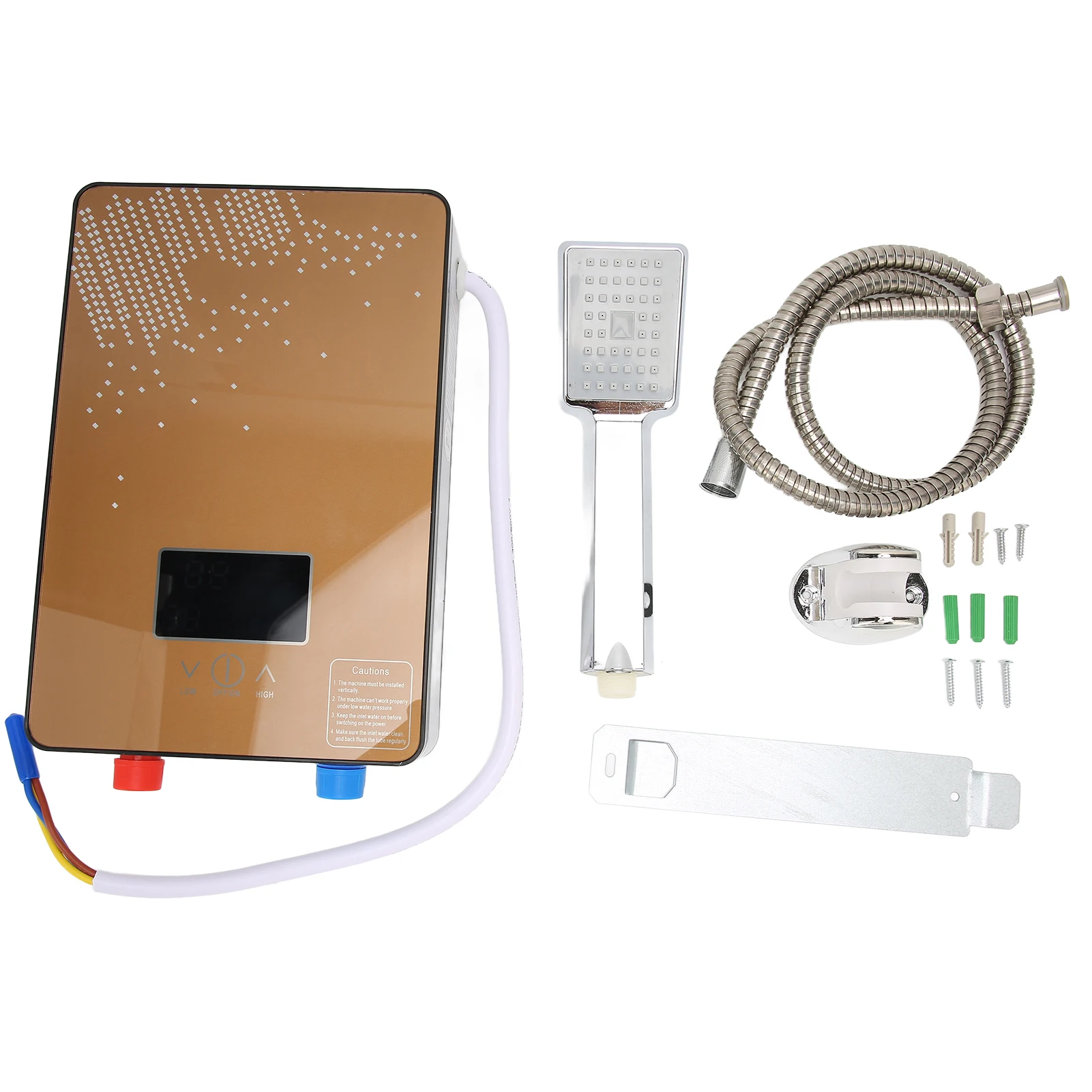 Calentador De Agua Eléctrico Instantáneo 6500W 220V - Sin Depósito, Pantalla Digital, Temperatura Ajustable 30-55°C