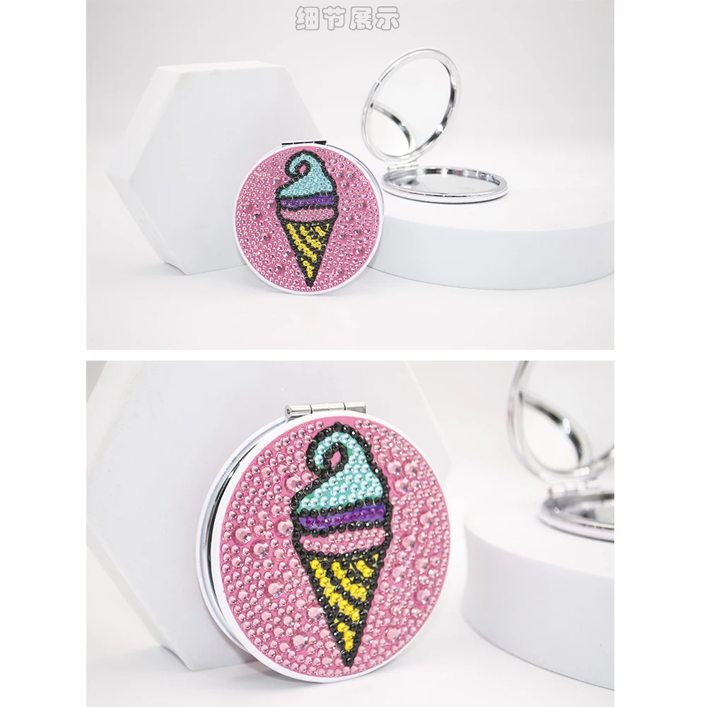 Ultra Thin Makeup Mirror DIY Diamond Painting Flower Butterfly Special Shaped Diamond Embroidery Foldable Women Makeup Mirrors
