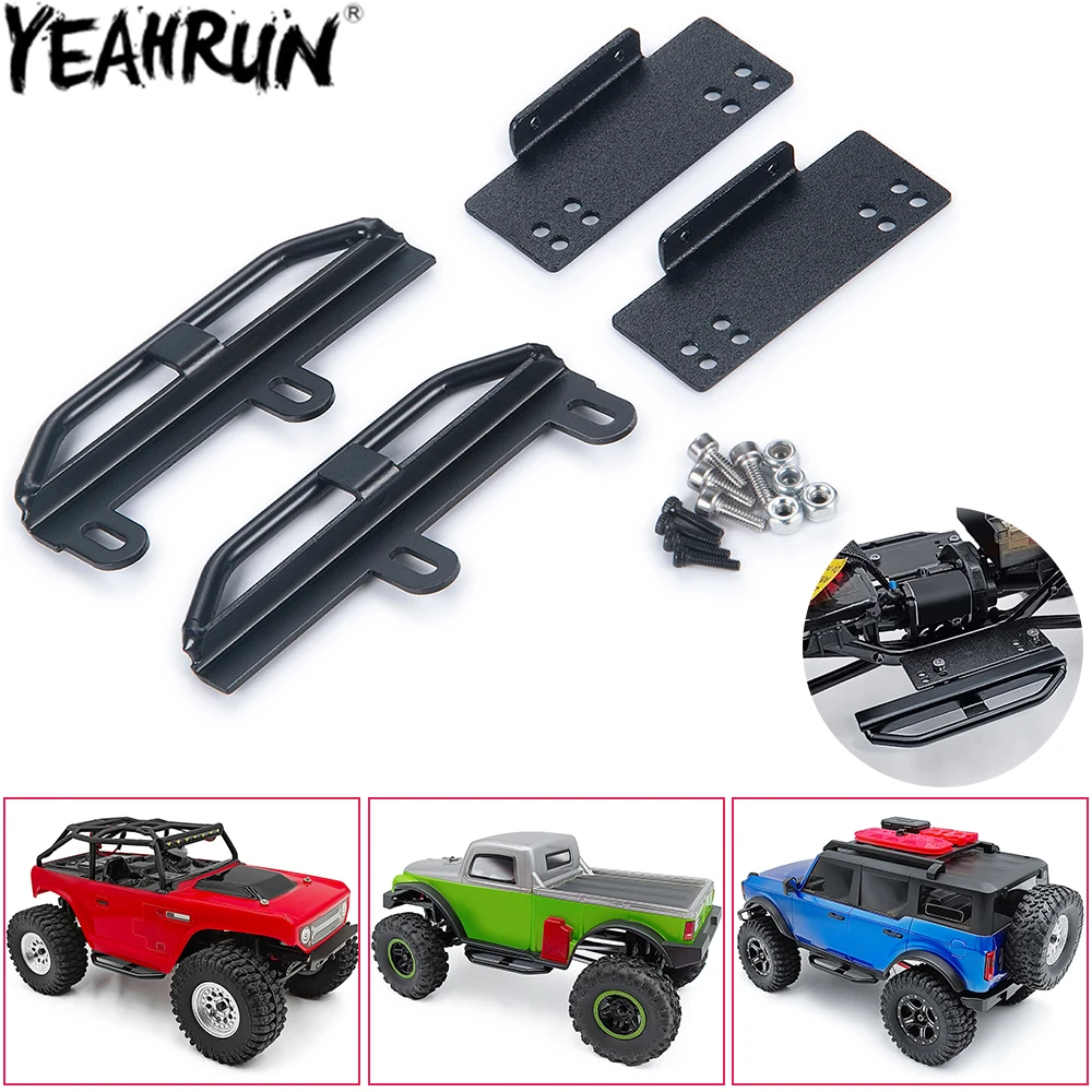 Yeahrun Metal Rock Sliders Pedale Laterale Per Axial Scx24 Jeep Wrangler Jlu Catenaccio Ford Bronco 1/24 Rc Crawler Ricambi Auto