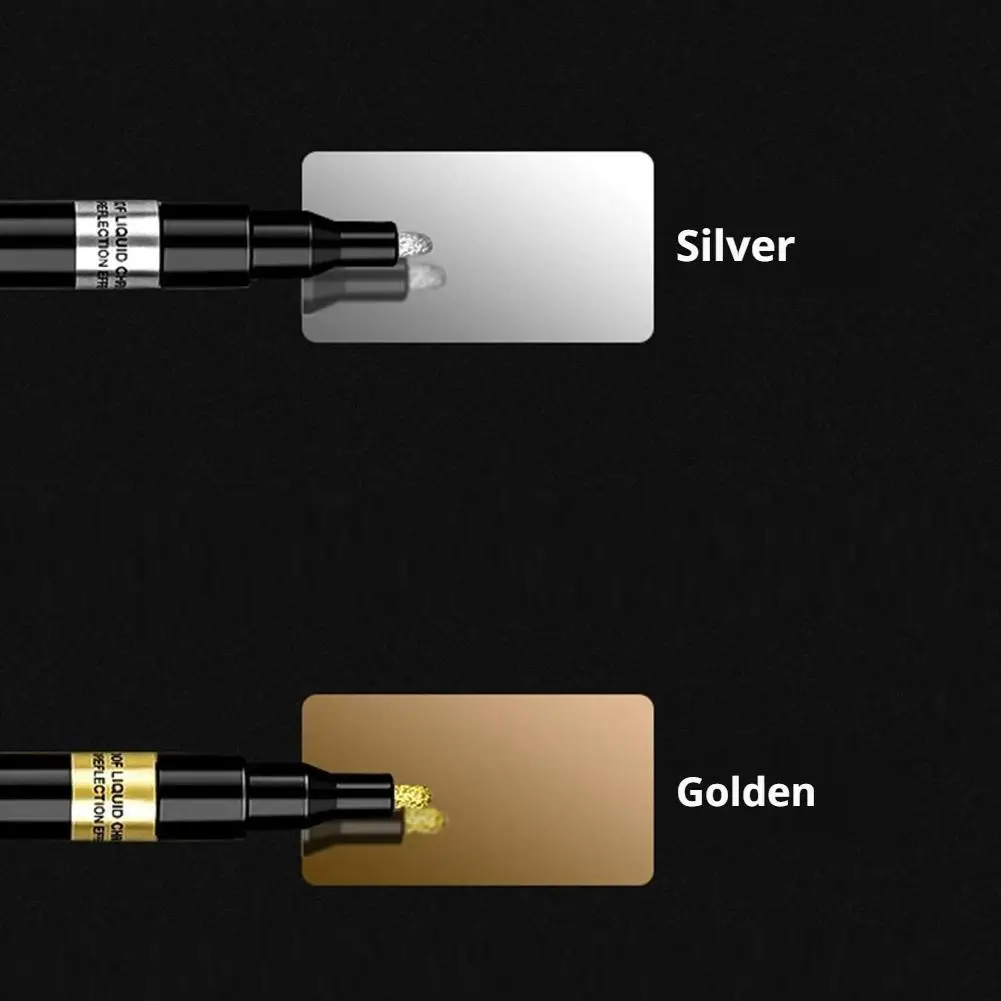 Pennarelli Effetto Specchio, Penne Riflettenti Fai-da-Te, Marcatori Cromati Oro e Argento per Decorazione Auto, Arte e Artigianato - immagine 2