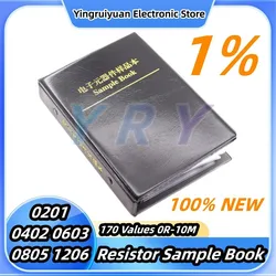 Resistor SMD Sample Book 0201/0402/0603/0805/1206 Electronic Component 1% FR-07 SMT 170 Values 0R-10M Smd Sample BookChip Resis
