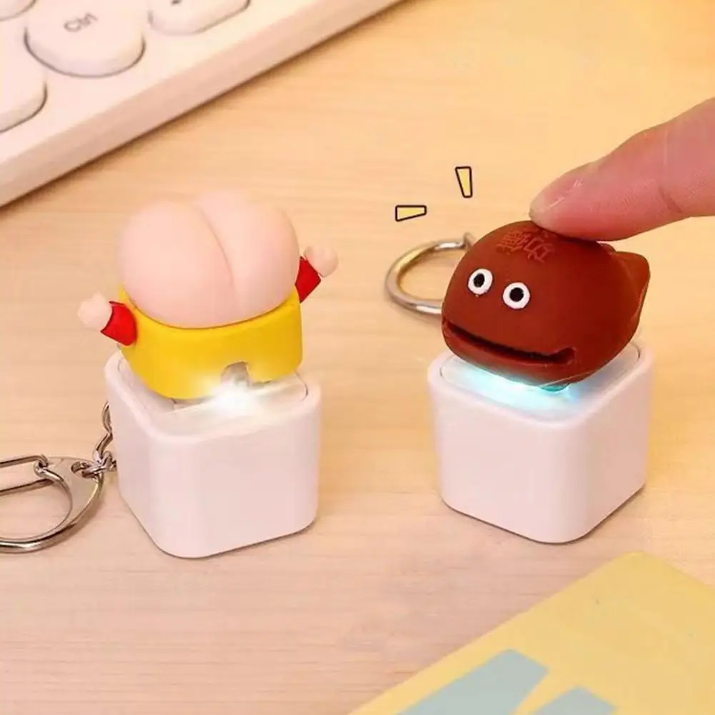 Stress Relief Click Toy Wooden Fish Duck Basketball Lion Keycap Fidget Toy with Sound Light Stress Relief Clicking for Kids