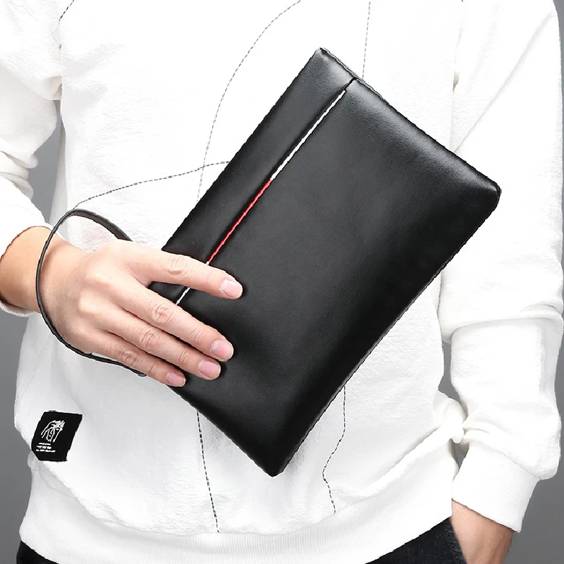 Men's Clutch Bag With Wristlet, Envelope Bag, Large Capacity Handbag,  Fashion Pu Clutch Bag Clutch Wallet - Temu Poland