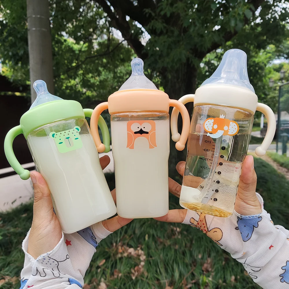 300ml Newborn Baby Bottles Anti-Choke Glass Feeding Bottle Wide Caliber Imitation Breast Infant Nursing Bottle For 0-6 Month BPA