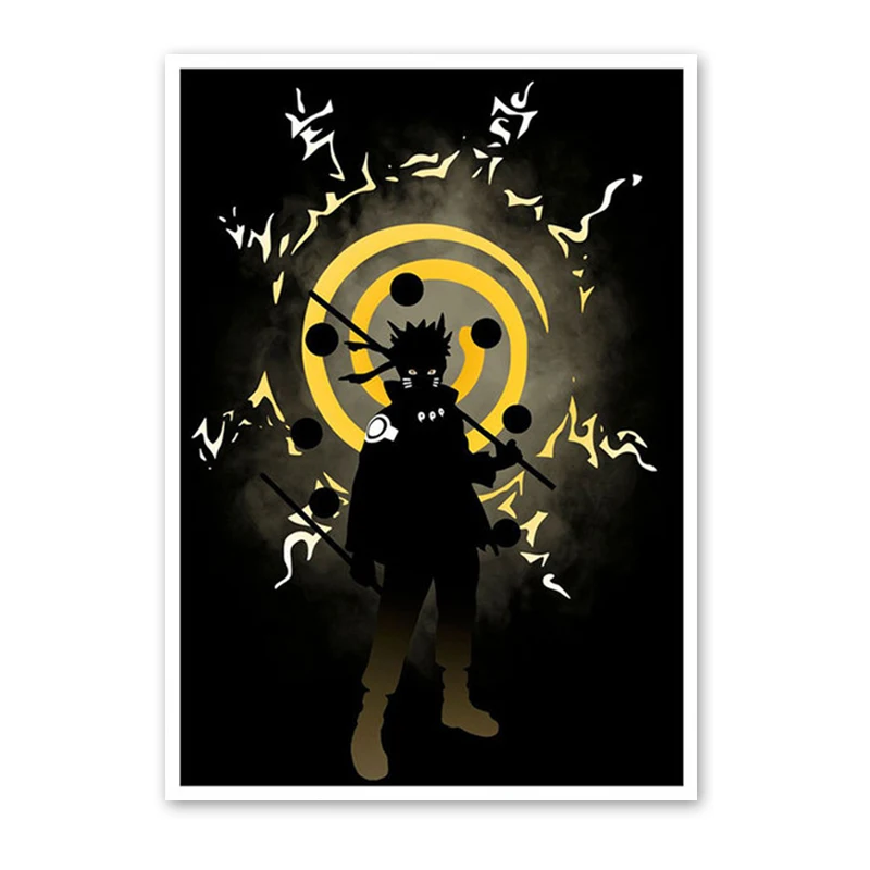 Anime-Inspired Naruto Art Canvas: Uzumaki & Kakashi Wall Mural Decor Gift
