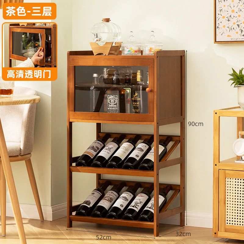 Wine Rack 3/4-tier Solid Bamboo Wood Storage Racks Floor Freestanding Wines Holder Display Wobble-Free Shelves for Kitchen Bar
