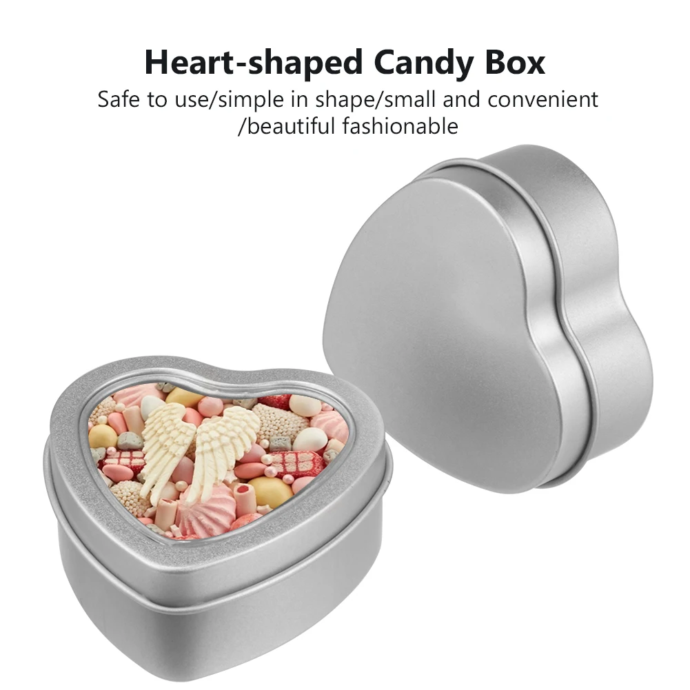 5pcs Wedding Tinplate Candy Box Heart Shaped Gift Boxes with Lid Empty Tin  Box Container 