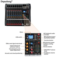 Professional Audio Mixer Depusheng DX8 8Channel Sound Board Console with Bluetooth USB PC Recording Input 48V POWER 5