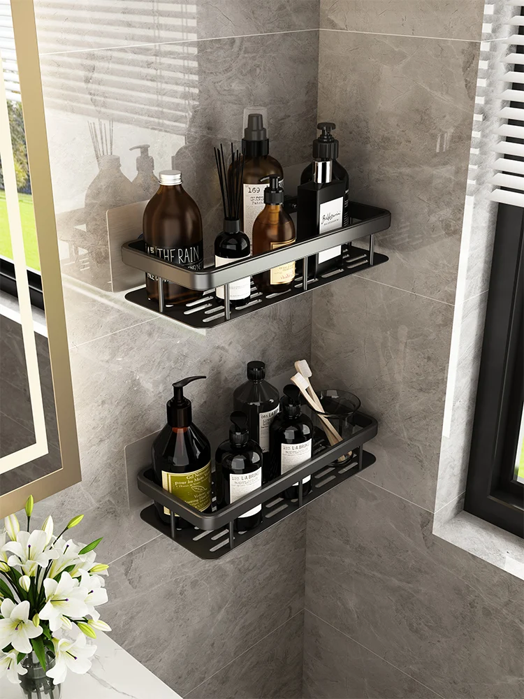 Roseyat Shower Caddy Shelf with Towel Bar, Adhesive Shampoo Holder with  Hook, Shower Rack Basket Organizer for Bathroom, 2-in-1 Bathroom Shelf  Kitchen