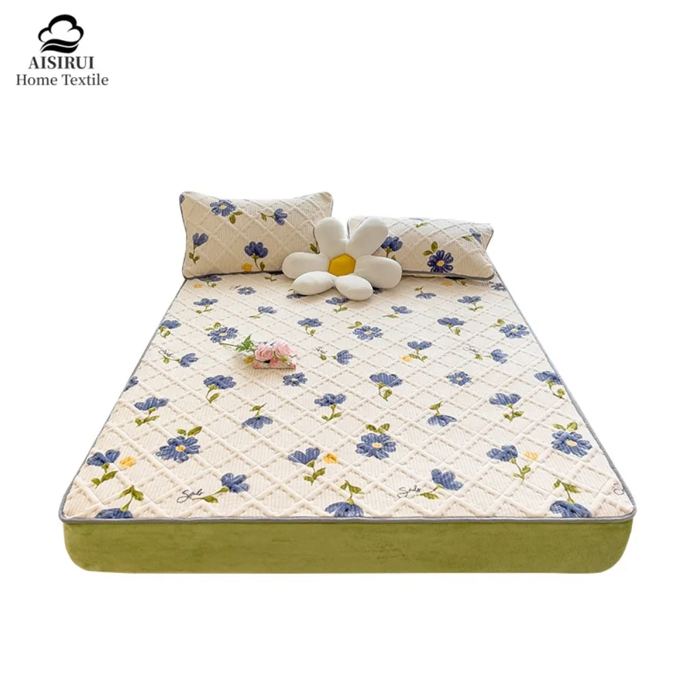 

Cotton 1Pcs Soft Non-slip Fitted Sheet Single Couple Bed Breathable Mattress Cover with Elastic Band Queen King(No Pillowcase)