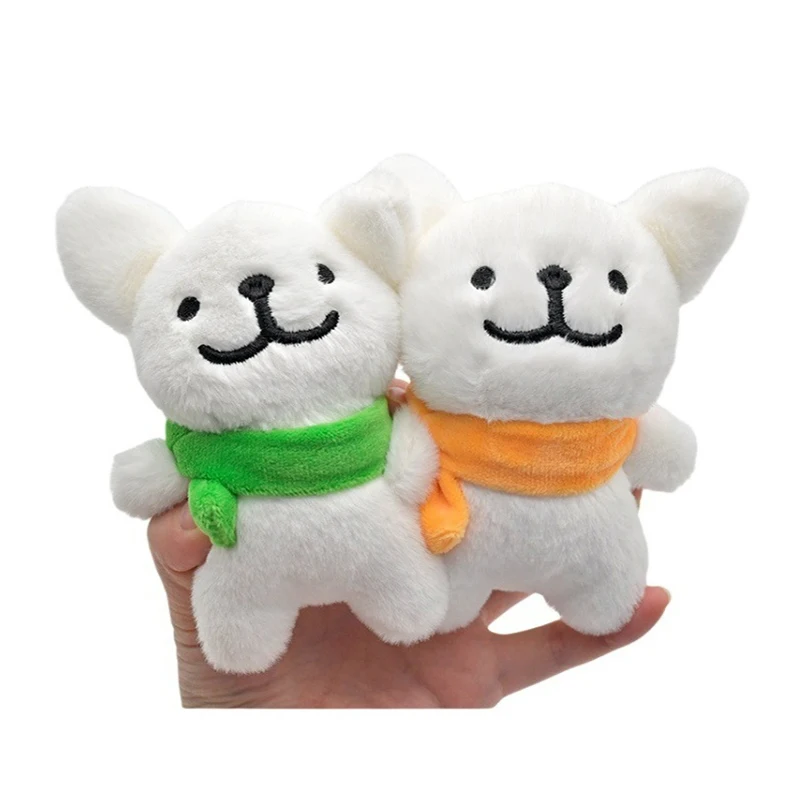 

Маленький свежий мягкий плюшевый шарф в стиле INS, Белый брелок с подвеской, мультяшная милая собака, плюшевая фотография