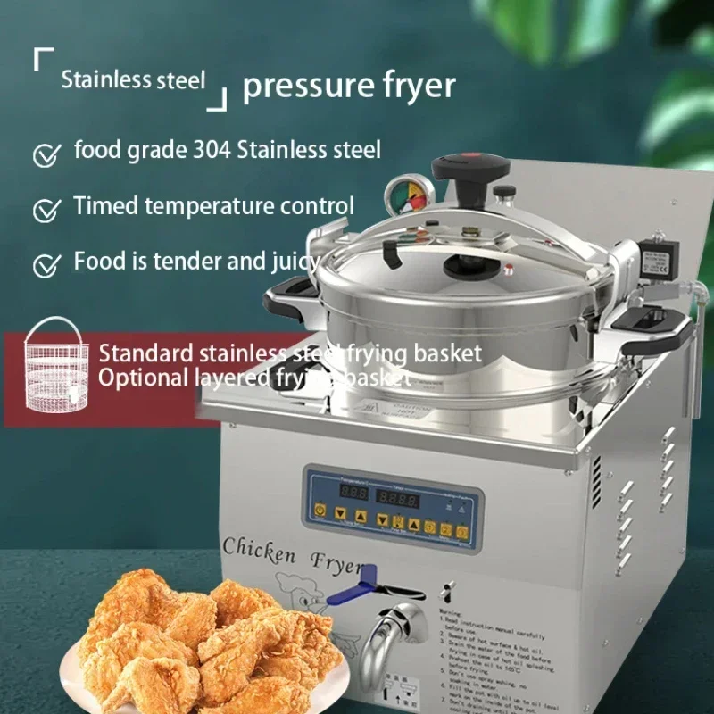 Brand-new 16L Electric Deep Fryer Pressure Single-cylinder Fryer Fried Chicken French Fries Temperature Control Electric