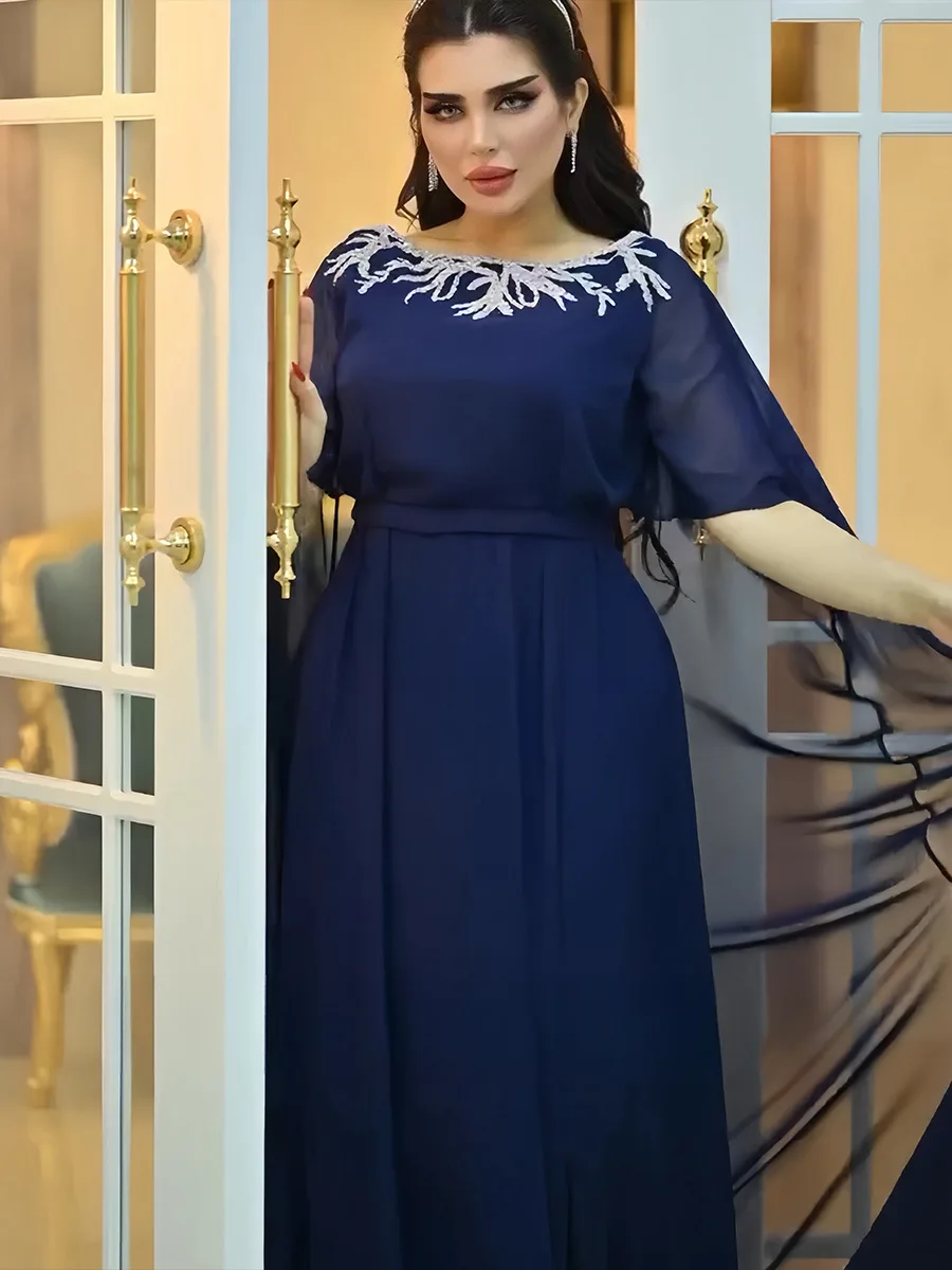

Модное однотонное шифоновое вечернее платье Дубая, Длинные турецкие женские платья с накидкой, марокканский кафтан, одежда Саудовской Аравии, новинка 2024