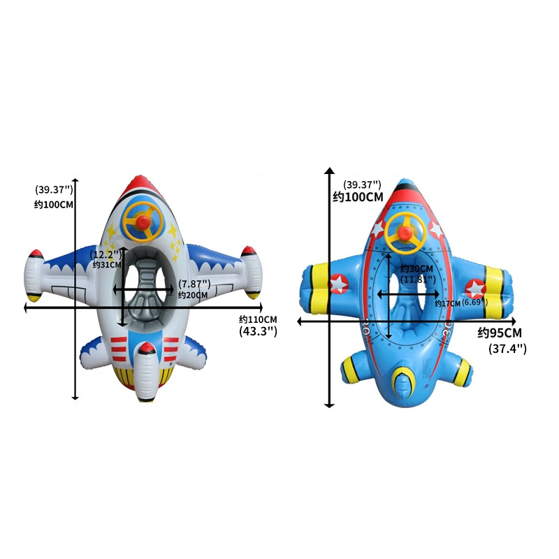 Baby Summer Swimming Rings Inflatable Airplane Fighter Water Gun Yacht Toddler Water Float Car Seat Boat Kids Ride-On Toy Gift images - 6