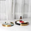 European modern simple marble metal frame round tray aromatherapy tray Creative home desktop washbasin bathroom storage tray 4