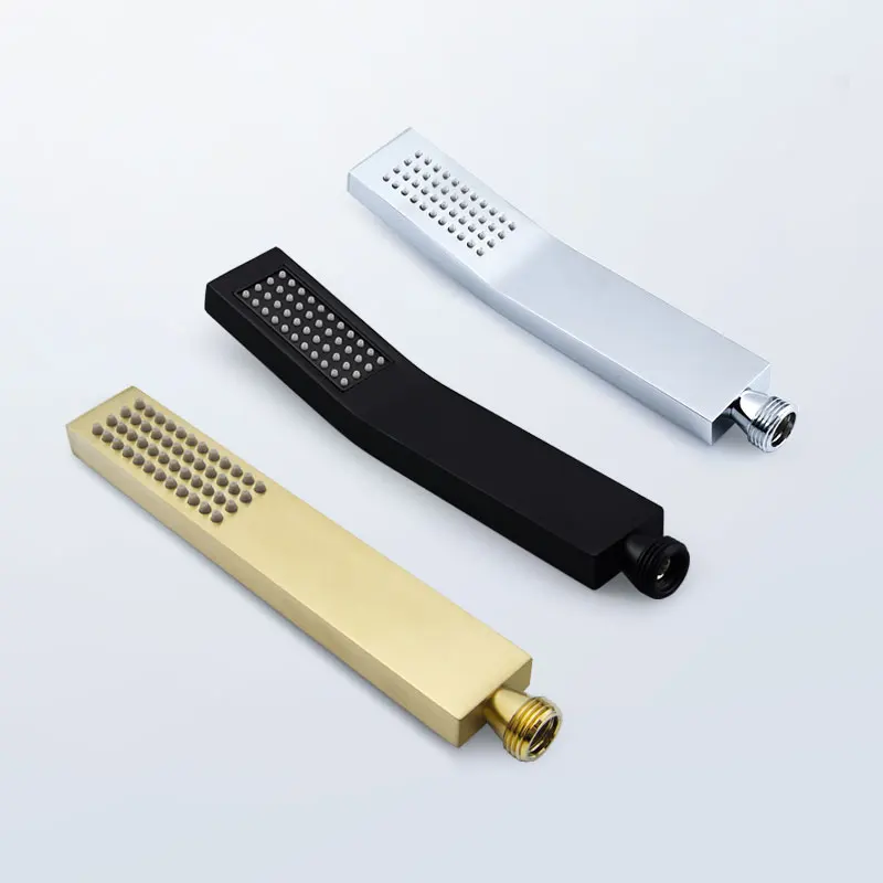 

Brass Square Chrome Black Hand Shower Head Wall Connector 1.5m Hose Set Water Saving Copper Handheld Sprayer Accessories