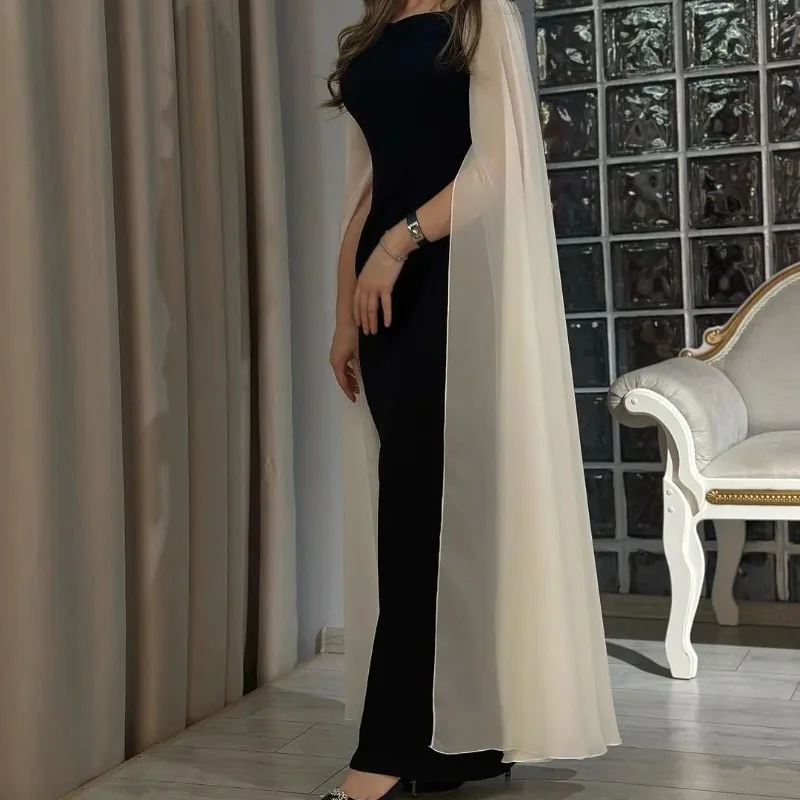 

Black Elegant Tank Top Ball Dress Saudi Arabian Women's Long sleeved Evening Party Contrast Wedding Dress 2024 New