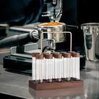 10x Single Dose Coffee Bean Cellar Tube with Wooden Holder Stand Glass Coffee Beans Storage Containers for Coffee Lovers 1