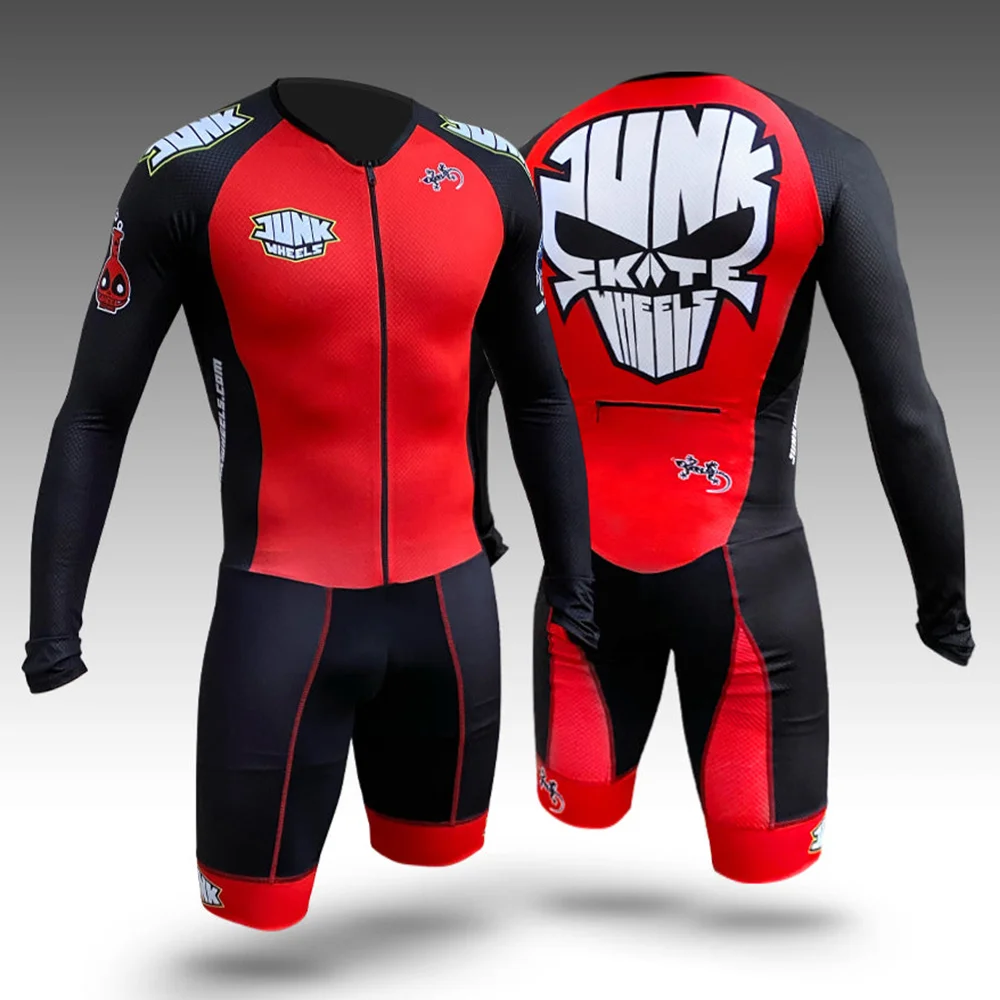 New Men's Speedsuit Inline Roller Skate Skating Triathlon Skinsuit Sports Tight Bodysuit Short Sleeve Cycling Jumpsuit Outdoor