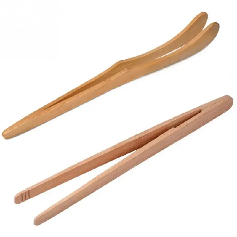 1pc Wooden Tea Tweezer Bacon Tea Clip Tongs Bamboo Salad Food Toast Bend Clip Straight Clips Kitchen Accessories Teaware bamboo tea accessories wooden food tongs