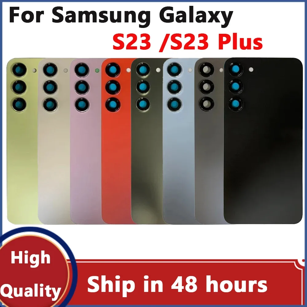 

For Samsung Galaxy S23 S911 Glass Battery Cover S23+ S916 Back Door Rear Lid Housing Case + Original Camera Lens Adhesive LOGO