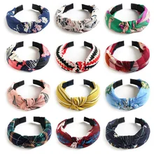 Printed Scrunchies Turban Top knotted Elastic Hairband Hair Accessories for Girls No Slip Stay Head band Hair Band for Women 048